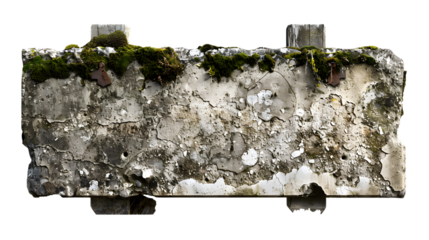Old stone sign plate on transparent background, detailed photo, png 