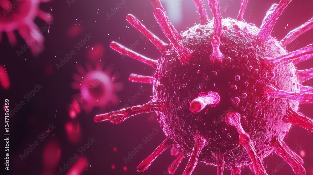 Poster detailed visualization of virus structure with focus on vaccine and immune system protection concept
