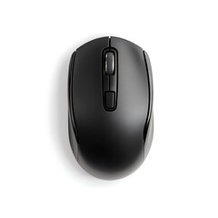 Black wireless computer mouse isolated on a white background