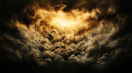 Obraz premium Dramatic clouds, golden light, dark sky