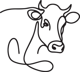 Cow Continuous Line Art Drawing – Black Vector Illustration