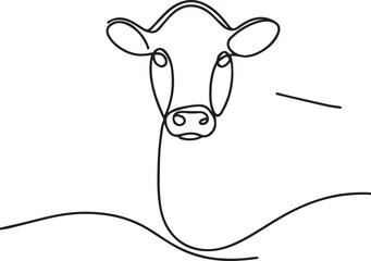 Cow Continuous Line Art Drawing – Black Vector Illustration