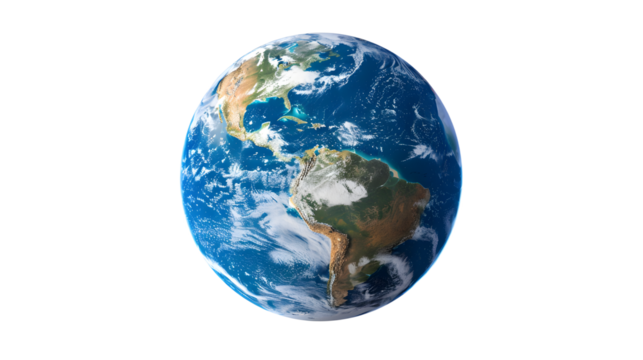 planet Earth isolated on transparent background, detailed photo, png 
