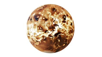 planet Venus isolated on transparent background, detailed photo, png 