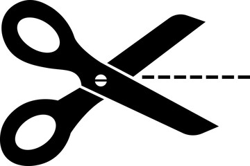 Cutting scissors icon. Scissors with cut lines symbols isolated on transparent background. Cutter business concept. Scissors icon page symbol for your website design Scissors icon logo, app, UI.