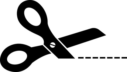 Cutting scissors icon. Scissors with cut lines symbols isolated on transparent background. Cutter business concept. Scissors icon page symbol for your website design Scissors icon logo, app, UI.