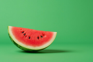 Fresh watermelon slice on green background with vibrant colors