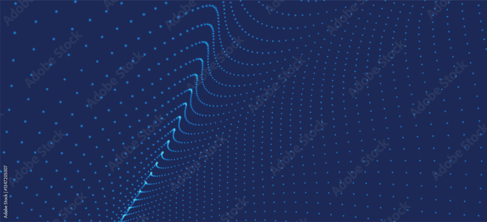 Poster futuristic dot wave. abstract digital particle wave. technology background. colored musical wave. da