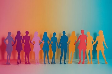 Obraz premium Colorful Women Holding Hands Together Showing Empowerment
