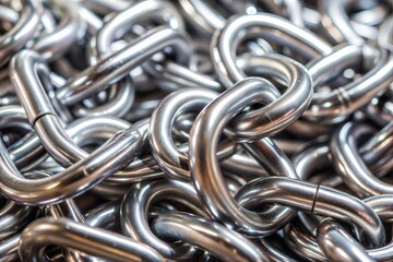 Polished metal chains intertwined reflective surface with silver texture