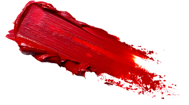 Red lipstick smudge isolated on transparent background, detailed photo, png 