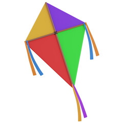 3d render   colorful flying  kite   illustration