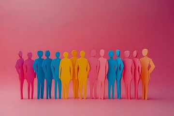 Obraz premium Diverse Paper People Standing Together1