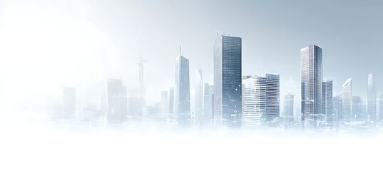 A professional corporate banner with a city skyline and space for text