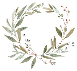PNG Elegant botanical wreath illustration