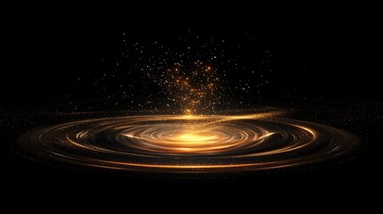 Abstract golden spiral vortex on black background
