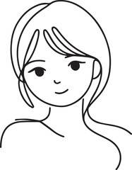Cute Girl Continuous Line Art Drawing – Black Vector