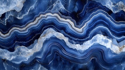 Obraz premium Abstract Ocean Wave Pattern in Vibrant Blue Tones with White Foam – Realistic Aerial Water Texture