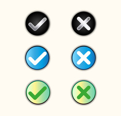Tick And Cross Signs Icons illustration