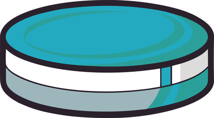 Round teal candy or pill with white stripe, A digital illustration of a round teal candy or pill featuring a white stripe and a sleek design.
