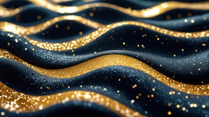 A gold and black fabric with glittery waves