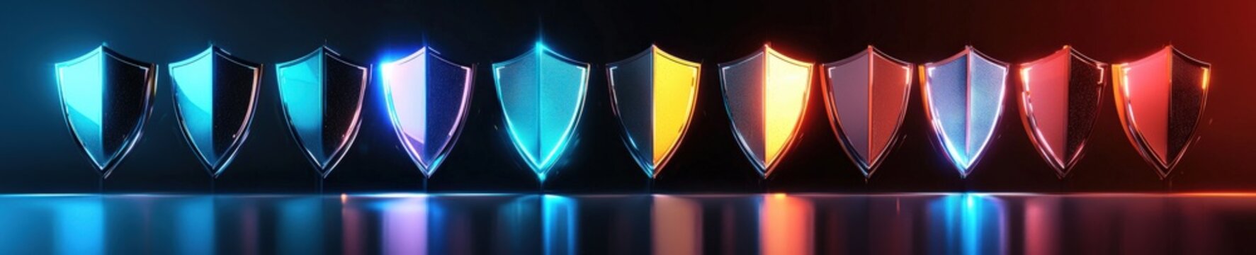 An abstract visual of digital risks countered by glowing shields