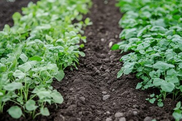 Obraz premium Before and after comparison of tilled soil vs. no till soil with cover crops