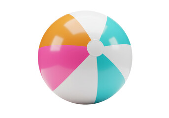 Colorful Beach Ball Summer Fun - A vibrant beach ball, perfect for summer fun. Symbolizing joy, relaxation, vacation, playfulness, and warmth. Transparent background