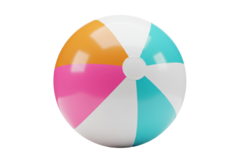 Colorful Beach Ball Summer Fun - A vibrant beach ball, perfect for summer fun. Symbolizing joy, relaxation, vacation, playfulness, and warmth. Transparent background