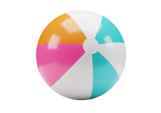 Colorful Beach Ball Summer Fun - A vibrant beach ball, perfect for summer fun. Symbolizing joy, relaxation, vacation, playfulness, and warmth. Transparent background