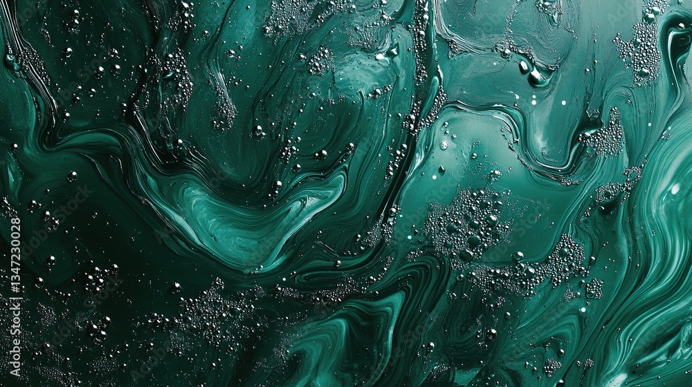 Poster abstract green surface texture with bubbles and splashes