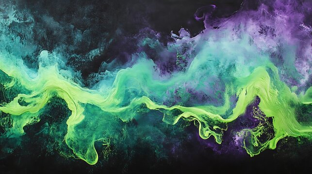 Abstract green and purple ink swirls
