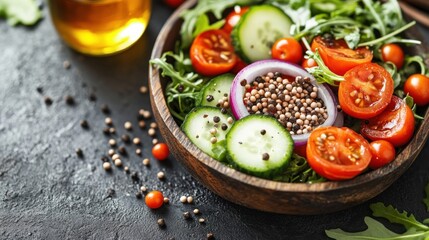 Vibrant fresh salad bowl with various vegetables