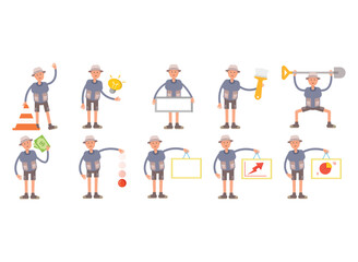 tourist characters in different poses set