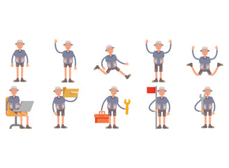 tourist characters in different poses set