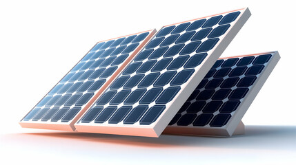 Three Dimensional Render Of Solar Panels On White Background