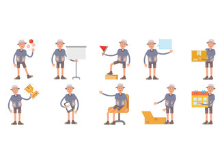 tourist characters in different poses set