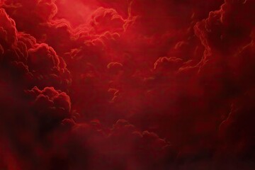 Crimson sky, dramatic cloudscape, intense red hues