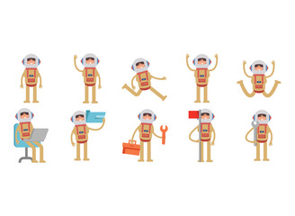spaceman characters in different poses set