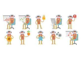 spaceman characters in different poses set