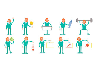 doctor characters in different poses set