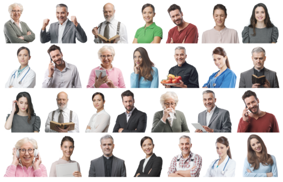 Diverse people standing and waiting
