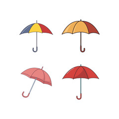 Bold Outlined Umbrella, Trendy and Modern Vector