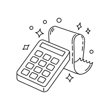 calculator and receipt line art clip art preview