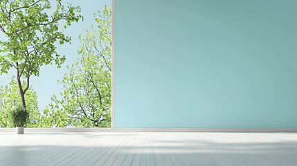Empty Room With Green Tree View