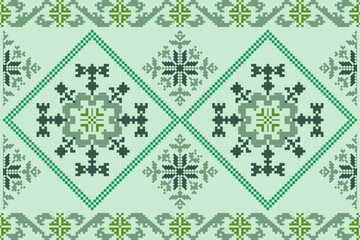 Colorful geometric for cross stitch traditional ethnic pattern Ikat seamless pattern border abstract design for fabric print cloth dress carpet curtains and sarong Aztec African Indian Indonesian