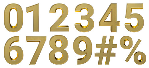 Blink blink set of 3d golden numbers text effect