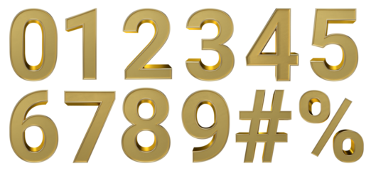 Blink blink set of 3d golden numbers text effect