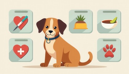 Cute puppy illustrating health and care tips against a soft background  