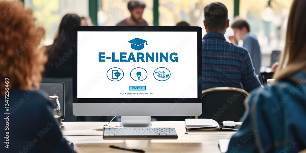 Aufkleber e-learning website with brisk sofware for student to study online on the internet network